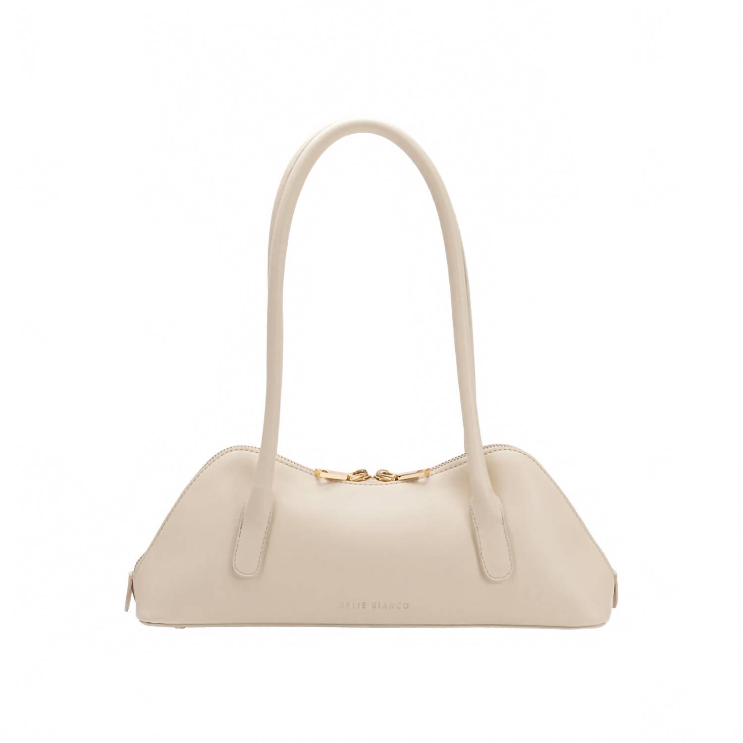 New Melie Bianco Dakota Recycled Vegan Leather Shoulder Bag In Ivory